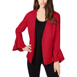 Alfani Womens Red Open Front Flutter Sleeves Jacket Blazer M #176
